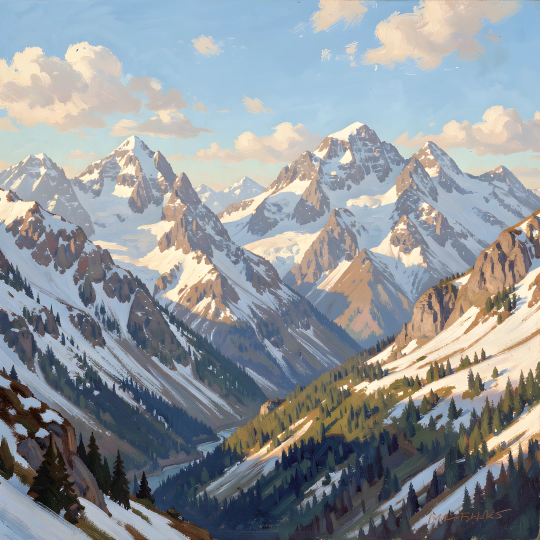 Snowy Mountain Peaks