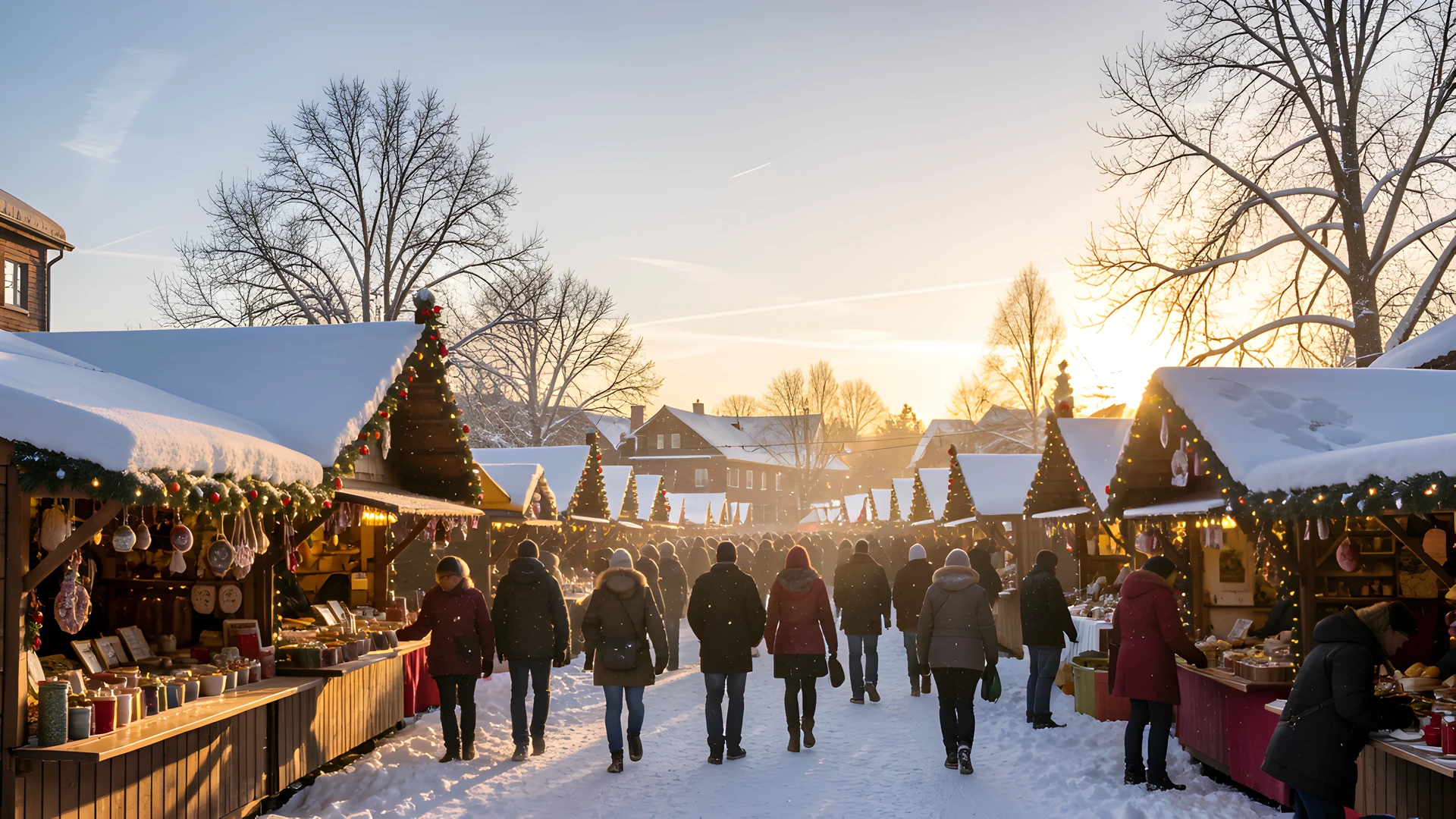 Snowy Village Scene