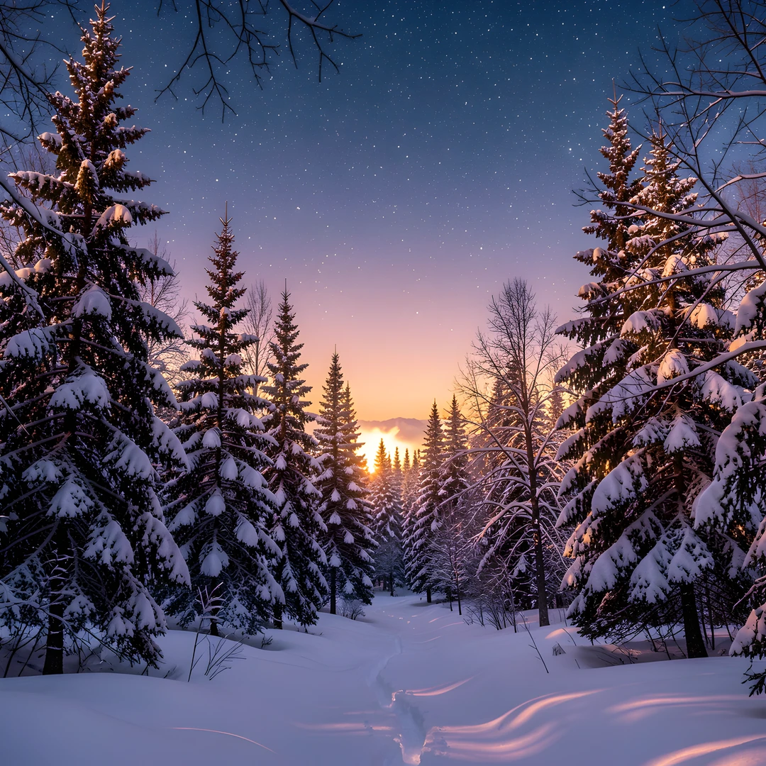 Snowy Forest Sky