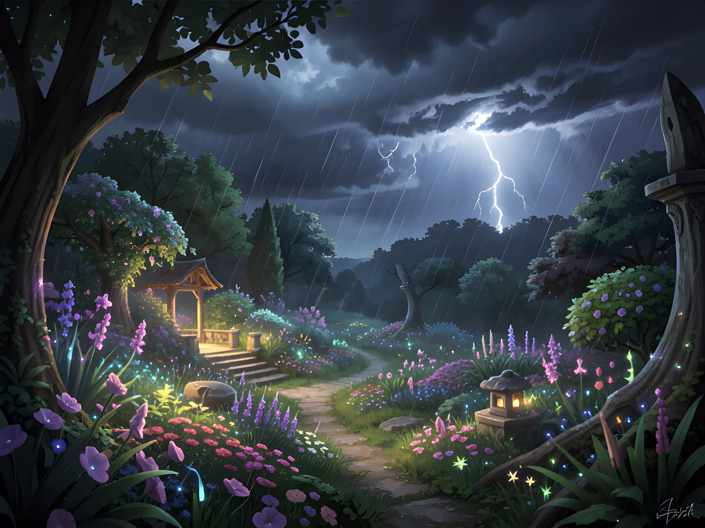 Midnight Forest Moonlit