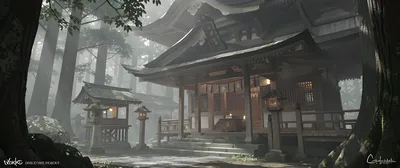 Misty Shinto Temple