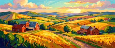 Impressionist Farm Scene