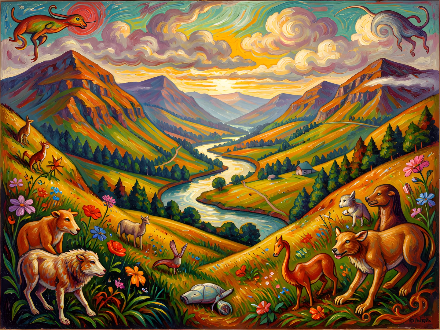 Brushstrokes Vibrant Fields