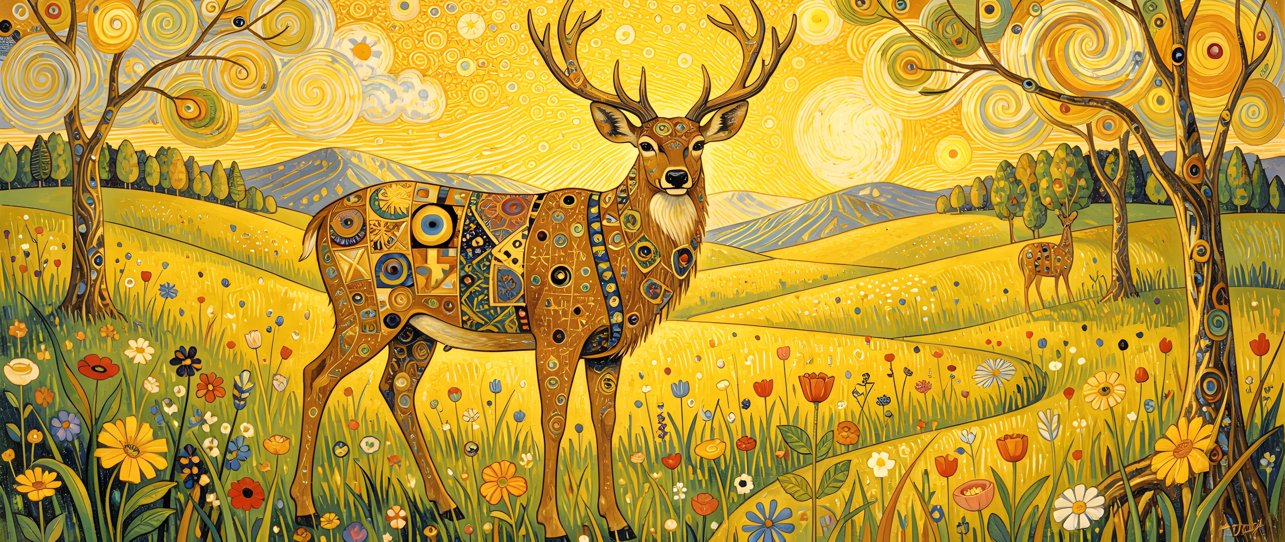 Golden Highland Deer